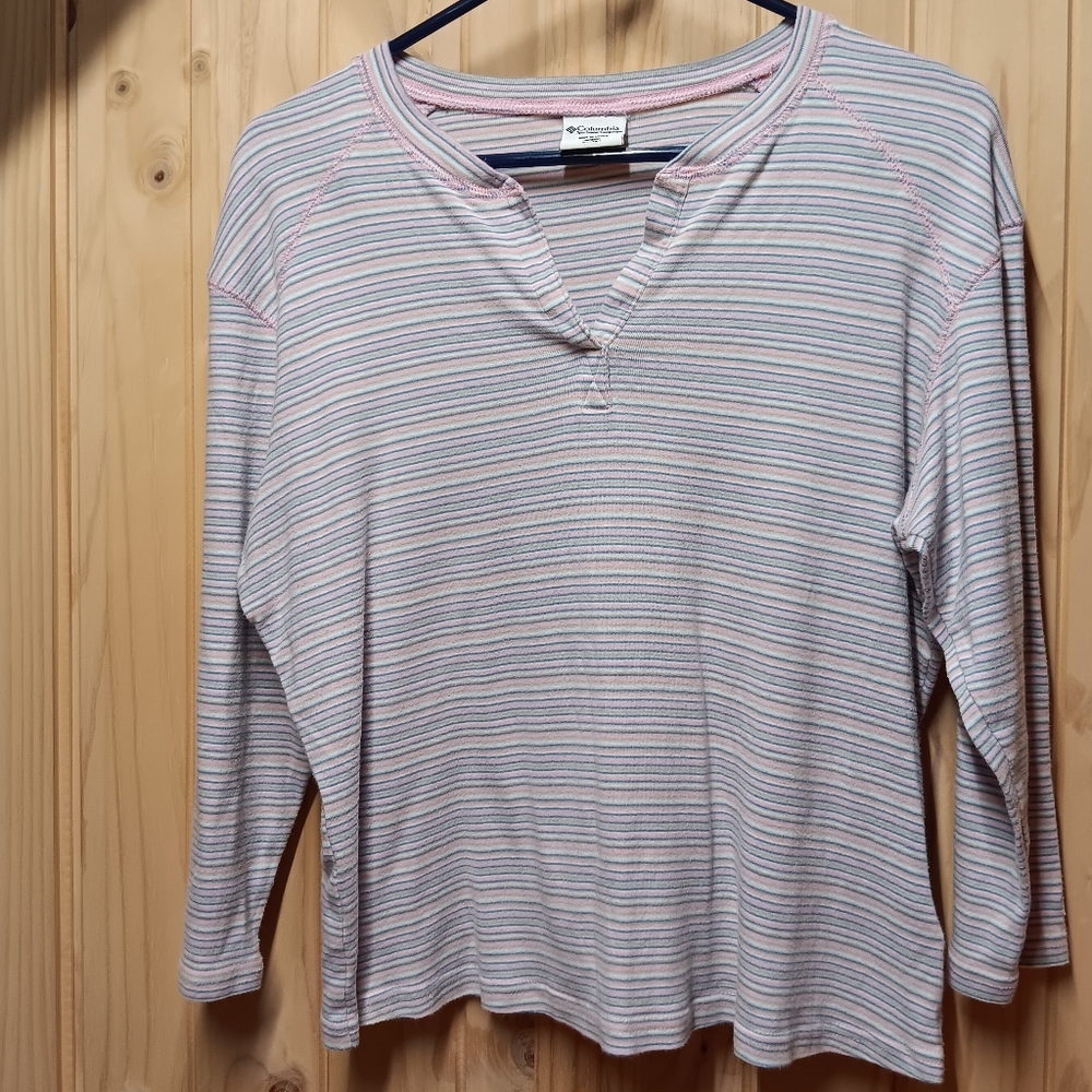 Columbia Pink and Blue Striped Shirt